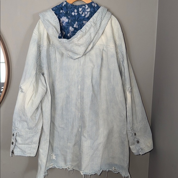 Free People We the Free Go With it Stripe Hoodie Jacket Size L - Picture 5 of 8